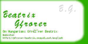 beatrix gfrorer business card